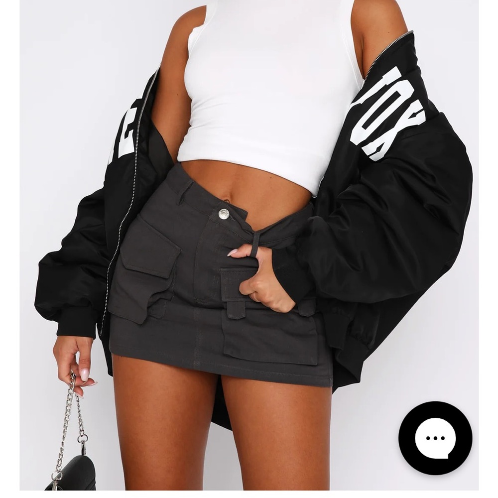 Charcoal Mini White Fox Boutique Skirt